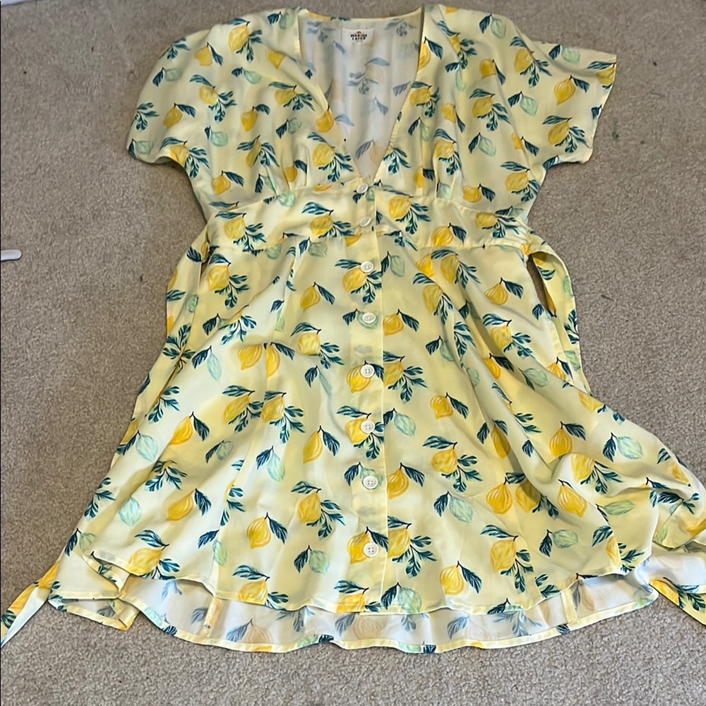 Marine Layer Yellow and Blue Lemon Dress